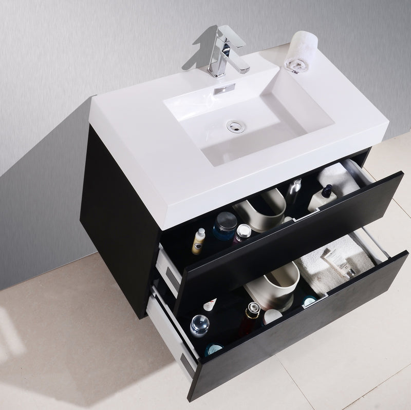 Kube Bath BSL40-BK Bliss 40" Black Wall Mount Single Sink Bathroom Vanity with Reinforced Acrylic Composite Top - view 5