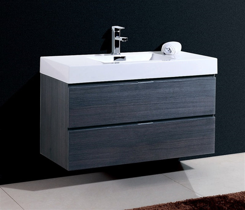 Kube Bath BSL40-GO Bliss 40" Gray Oak Wall Mount Single Sink Bathroom Vanity with Reinforced Acrylic Composite Top - view 3