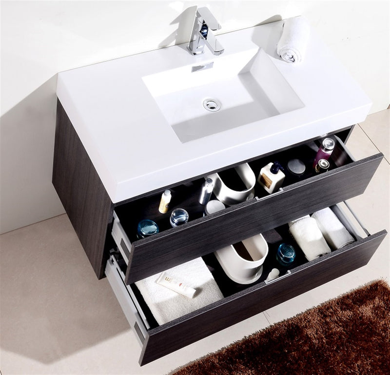 Kube Bath BSL40-GO Bliss 40" Gray Oak Wall Mount Single Sink Bathroom Vanity with Reinforced Acrylic Composite Top - view 6