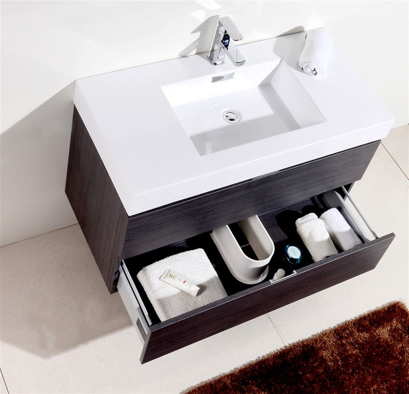 Kube Bath BSL40-GO Bliss 40" Gray Oak Wall Mount Single Sink Bathroom Vanity with Reinforced Acrylic Composite Top - view 4