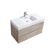 Kube Bath BSL40-NW Bliss 40" Nature Wood Wall Mount Single Sink Bathroom Vanity with Reinforced Acrylic Composite Top