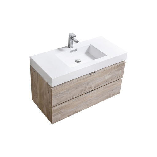 Kube Bath BSL40-NW Bliss 40" Nature Wood Wall Mount Single Sink Bathroom Vanity with Reinforced Acrylic Composite Top