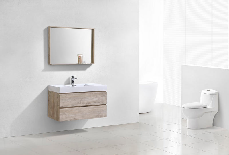 Kube Bath BSL40-NW Bliss 40" Nature Wood Wall Mount Single Sink Bathroom Vanity with Reinforced Acrylic Composite Top - view 2