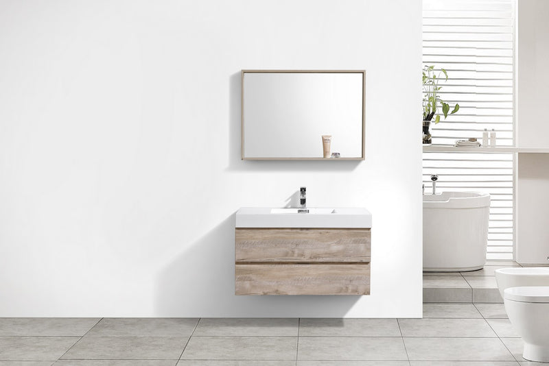 Kube Bath BSL40-NW Bliss 40" Nature Wood Wall Mount Single Sink Bathroom Vanity with Reinforced Acrylic Composite Top - view 3