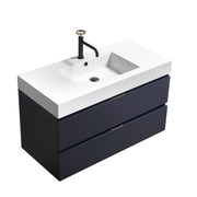 Kube Bath BSL40-BLUE Bliss 40" Blue Wall Mount Single Sink Bathroom Vanity with Reinforced Acrylic Composite Top