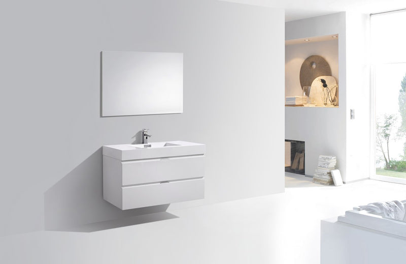 Kube Bath BSL40-GW Bliss 40" High Gloss White Wall Mount Single Sink Bathroom Vanity with Reinforced Acrylic Composite Top - view 2