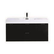 Kube Bath BSL48-BK Bliss 48" Black Wall Mount Single Sink Bathroom Vanity with Reinforced Acrylic Composite Top