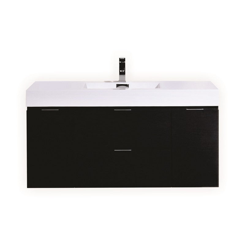 Kube Bath BSL48-BK Bliss 48" Black Wall Mount Single Sink Bathroom Vanity with Reinforced Acrylic Composite Top