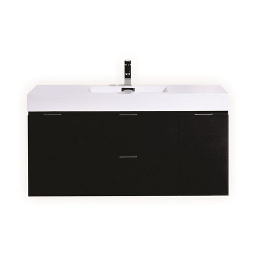Kube Bath BSL48-BK Bliss 48" Black Wall Mount Single Sink Bathroom Vanity with Reinforced Acrylic Composite Top