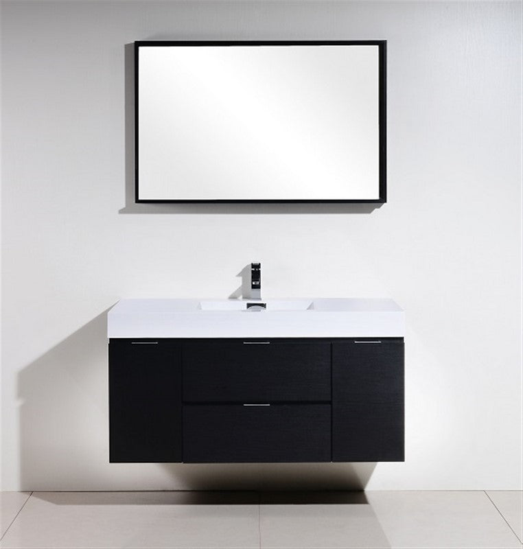 Kube Bath BSL48-BK Bliss 48" Black Wall Mount Single Sink Bathroom Vanity with Reinforced Acrylic Composite Top - view 2