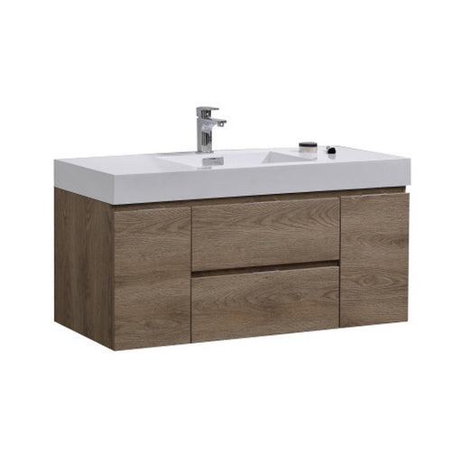 Kube Bath BSL48-BTN Bliss 48" Butternut Wall Mount Single Sink Bathroom Vanity with Reinforced Acrylic Composite Top