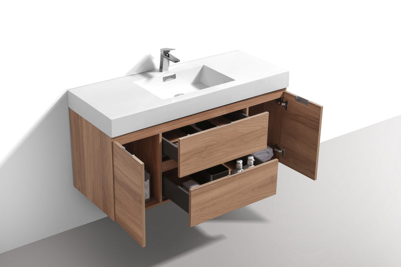 Kube Bath BSL48-HO Bliss 48" Honey Oak Wall Mount Single Sink Bathroom Vanity with Reinforced Acrylic Composite Top - view 4