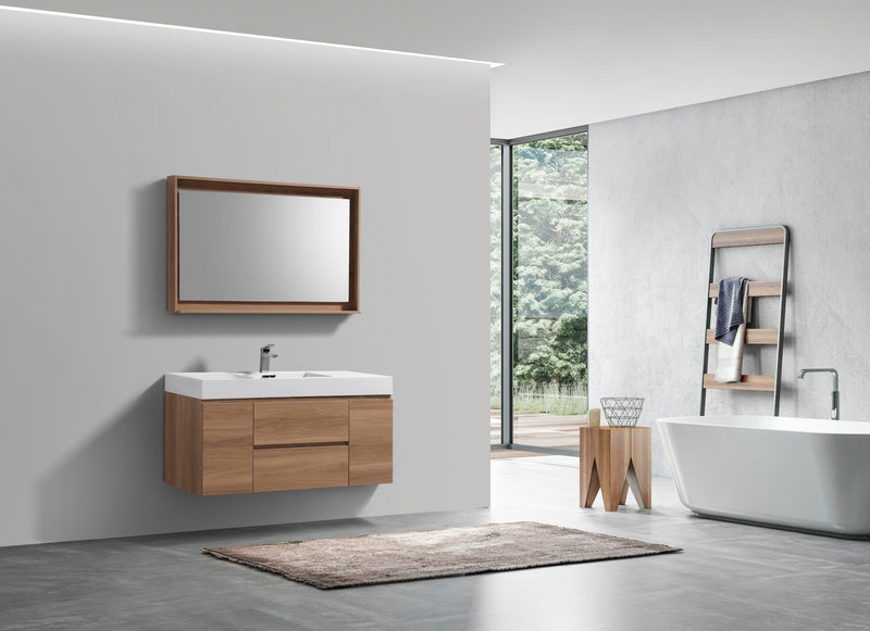 Kube Bath BSL48-HO Bliss 48" Honey Oak Wall Mount Single Sink Bathroom Vanity with Reinforced Acrylic Composite Top - view 2