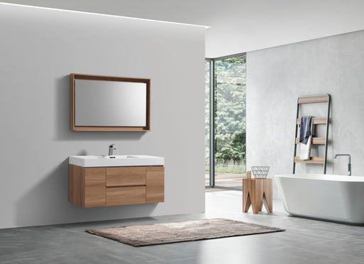 Kube Bath BSL48-HO Bliss 48" Honey Oak Wall Mount Single Sink Bathroom Vanity with Reinforced Acrylic Composite Top - view 2