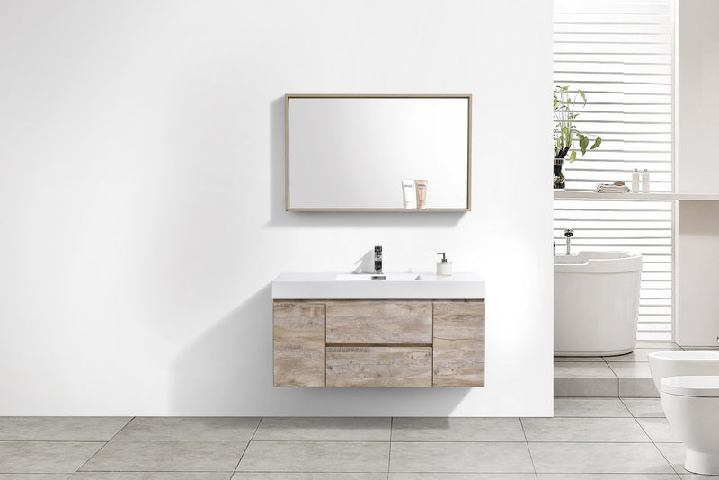 Kube Bath BSL48-NW Bliss 48" Nature Wood Wall Mount Single Sink Bathroom Vanity with Reinforced Acrylic Composite Top - view 3