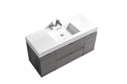 Kube Bath BSL48-VAG Bliss 48" Vulcan Ash Grey Wall Mount Single Sink Bathroom Vanity with Reinforced Acrylic Composite Top
