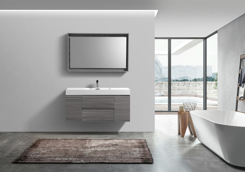 Kube Bath BSL48-VAG Bliss 48" Vulcan Ash Grey Wall Mount Single Sink Bathroom Vanity with Reinforced Acrylic Composite Top - view 2