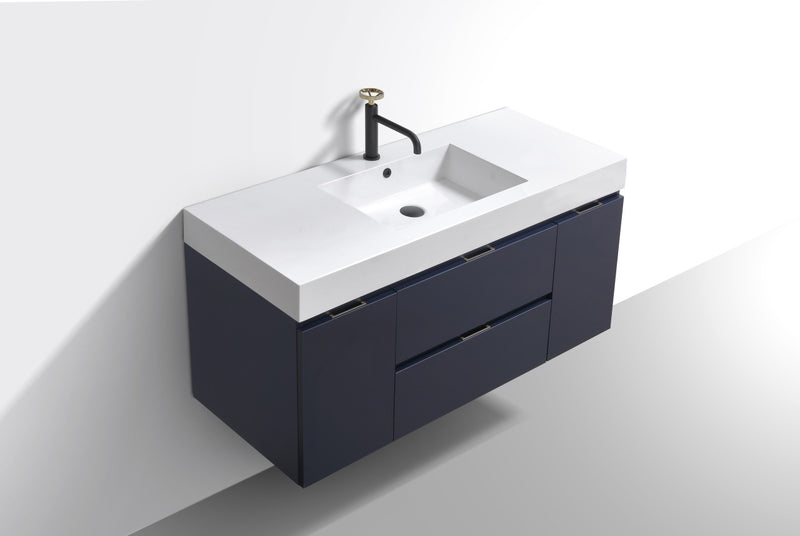 Kube Bath BSL48-BLUE Bliss 48" Blue Wall Mount Single Sink Bathroom Vanity with Reinforced Acrylic Composite Top - view 4