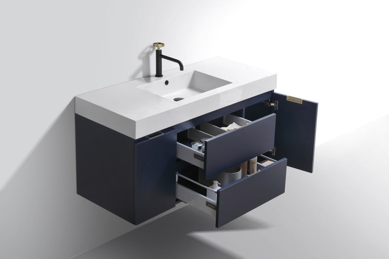 Kube Bath BSL48-BLUE Bliss 48" Blue Wall Mount Single Sink Bathroom Vanity with Reinforced Acrylic Composite Top - view 5