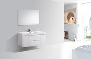 Kube Bath BSL48-GW Bliss 48" High Gloss White Wall Mount Single Sink Bathroom Vanity with Reinforced Acrylic Composite Top - view 2