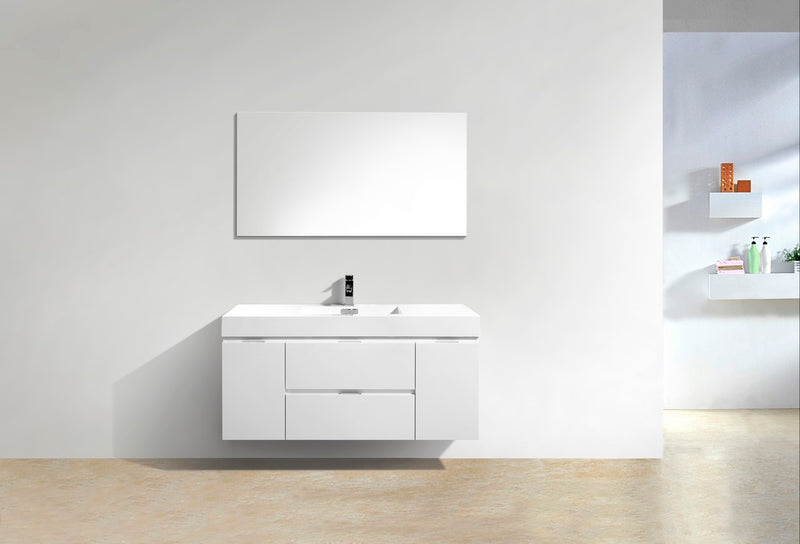 Kube Bath BSL48-GW Bliss 48" High Gloss White Wall Mount Single Sink Bathroom Vanity with Reinforced Acrylic Composite Top - view 3