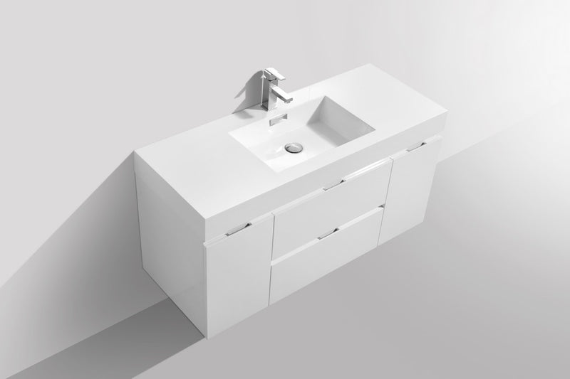 Kube Bath BSL48-GW Bliss 48" High Gloss White Wall Mount Single Sink Bathroom Vanity with Reinforced Acrylic Composite Top - view 4