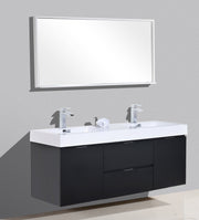 Kube Bath BSL60D-BK Bliss 60" Black Wall Mount Double Sink Bathroom Vanity with Reinforced Acrylic Composite Top - view 3