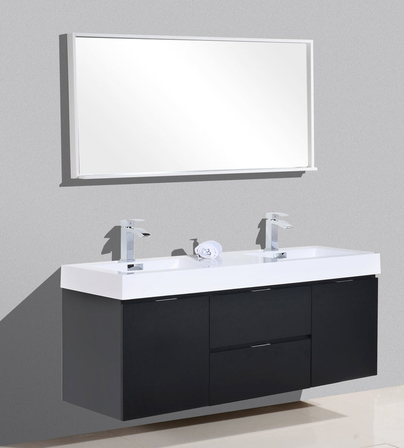 Kube Bath BSL60D-BK Bliss 60" Black Wall Mount Double Sink Bathroom Vanity with Reinforced Acrylic Composite Top - view 3