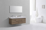 Kube Bath BSL60D-BTN Bliss 60" Butternut Wall Mount Double Sink Bathroom Vanity with Reinforced Acrylic Composite Top - view 3