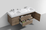 Kube Bath BSL60D-BTN Bliss 60" Butternut Wall Mount Double Sink Bathroom Vanity with Reinforced Acrylic Composite Top - view 2