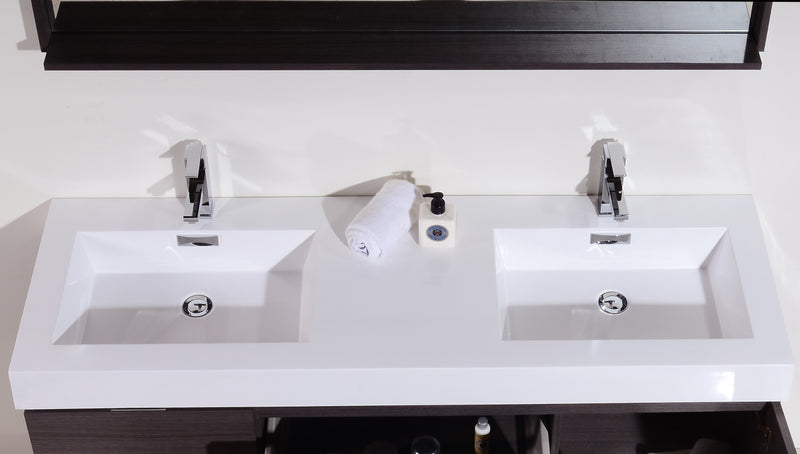 Kube Bath BSL60D-GO Bliss 60" Gray Oak Wall Mount Double Sink Bathroom Vanity with Reinforced Acrylic Composite Top - view 5