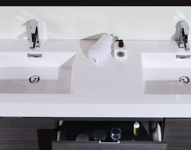 Kube Bath BSL60D-GO Bliss 60" Gray Oak Wall Mount Double Sink Bathroom Vanity with Reinforced Acrylic Composite Top - view 4
