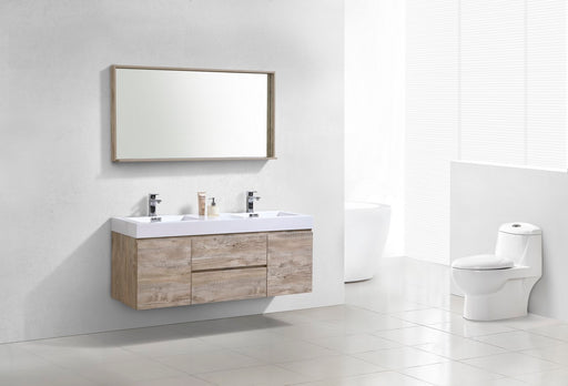 Kube Bath BSL60D-NW Bliss 60" Nature Wood Wall Mount Double Sink Bathroom Vanity with Reinforced Acrylic Composite Top - view 2