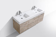 Kube Bath BSL60D-NW Bliss 60" Nature Wood Wall Mount Double Sink Bathroom Vanity with Reinforced Acrylic Composite Top - view 5