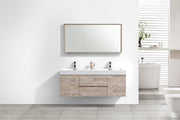 Kube Bath BSL60D-NW Bliss 60" Nature Wood Wall Mount Double Sink Bathroom Vanity with Reinforced Acrylic Composite Top - view 3