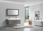 Kube Bath BSL60D-VAG Bliss 60" Vulcan Ash Grey Wall Mount Double Sink Bathroom Vanity with Reinforced Acrylic Composite Top