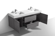 Kube Bath BSL60D-VAG Bliss 60" Vulcan Ash Grey Wall Mount Double Sink Bathroom Vanity with Reinforced Acrylic Composite Top - view 3