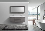 Kube Bath BSL60D-VAG Bliss 60" Vulcan Ash Grey Wall Mount Double Sink Bathroom Vanity with Reinforced Acrylic Composite Top - view 4