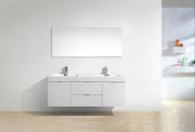 Kube Bath BSL60D-GW Bliss 60" High Gloss White Wall Mount Double Sink Bathroom Vanity with Reinforced Acrylic Composite Top - view 3