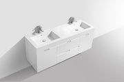 Kube Bath BSL60D-GW Bliss 60" High Gloss White Wall Mount Double Sink Bathroom Vanity with Reinforced Acrylic Composite Top - view 4