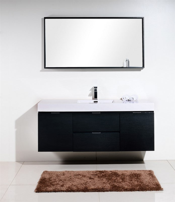 Kube Bath BSL60S-BK Bliss 60" Black Wall Mount Single Sink Bathroom Vanity with Reinforced Acrylic Composite Top - view 2