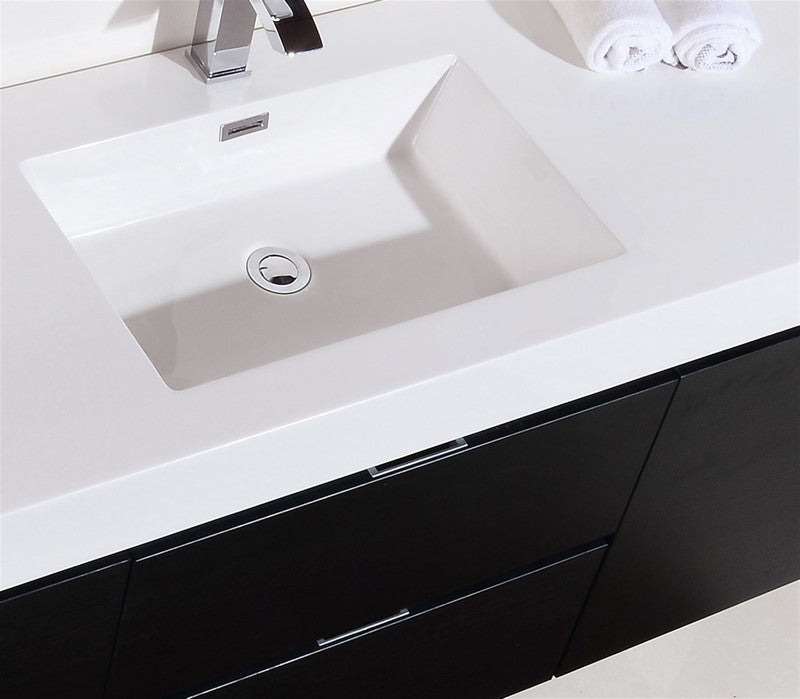 Kube Bath BSL60S-BK Bliss 60" Black Wall Mount Single Sink Bathroom Vanity with Reinforced Acrylic Composite Top - view 5