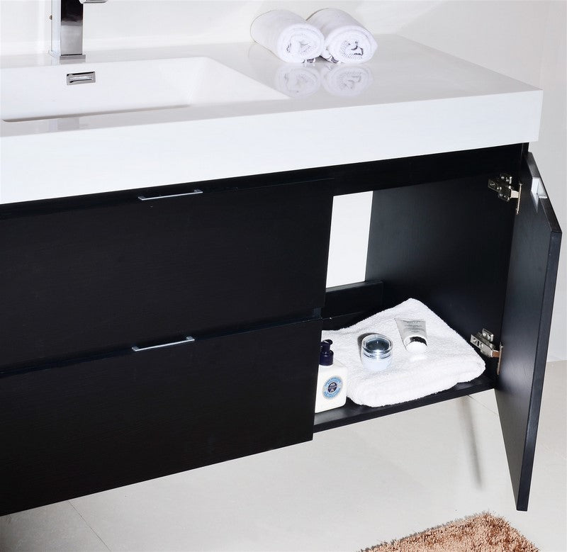 Kube Bath BSL60S-BK Bliss 60" Black Wall Mount Single Sink Bathroom Vanity with Reinforced Acrylic Composite Top - view 4