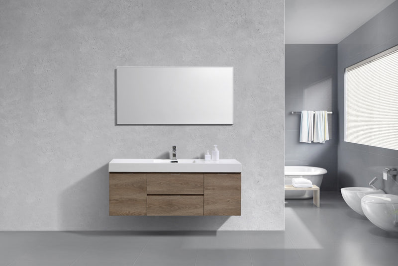 Kube Bath BSL60S-BTN Bliss 60" Butternut Wall Mount Single Sink Bathroom Vanity with Reinforced Acrylic Composite Top - view 3