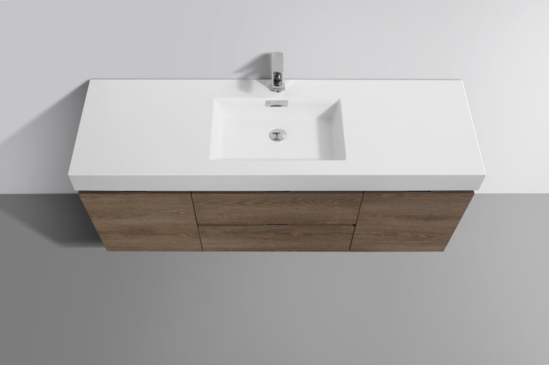 Kube Bath BSL60S-BTN Bliss 60" Butternut Wall Mount Single Sink Bathroom Vanity with Reinforced Acrylic Composite Top - view 5