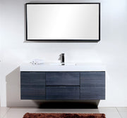 Kube Bath BSL60S-GO Bliss 60" Gray Oak Wall Mount Single Sink Bathroom Vanity with Reinforced Acrylic Composite Top - view 2