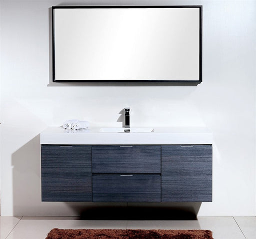 Kube Bath BSL60S-GO Bliss 60" Gray Oak Wall Mount Single Sink Bathroom Vanity with Reinforced Acrylic Composite Top - view 2