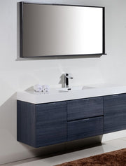 Kube Bath BSL60S-GO Bliss 60" Gray Oak Wall Mount Single Sink Bathroom Vanity with Reinforced Acrylic Composite Top - view 7