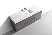 Kube Bath BSL60S-VAG Bliss 60" Vulcan Ash Grey Wall Mount Single Sink Bathroom Vanity with Reinforced Acrylic Composite Top - view 4