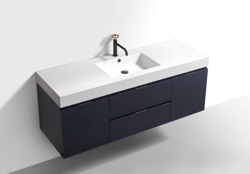 Kube Bath BSL60S-BLUE Bliss 60" Blue Wall Mount Single Sink Bathroom Vanity with Reinforced Acrylic Composite Top - view 4